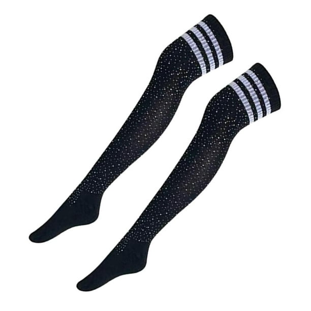 Calcetines altos a la rodilla de tres rayas unisex de algodón, calcetines  altos hasta la rodilla (blanco en rayas rojas/negras, rojo en rayas  blancas