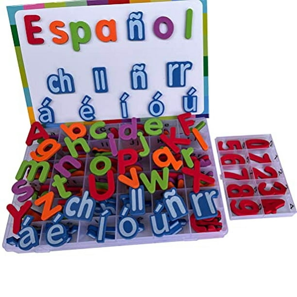 Letras magnéticas españolas del alfabeto - Letras Españolas y Números  Magnéticos para Niños, 4 colores para aula y enseñanza en casa, 4 colores  para