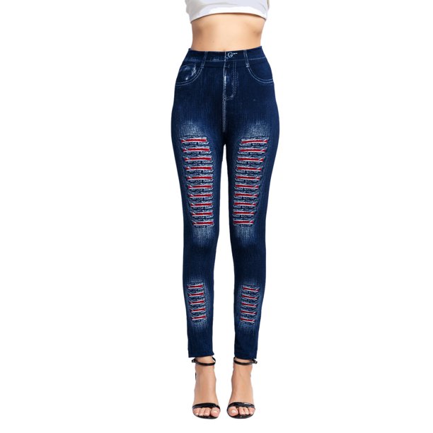 Gibobby Leggings deportivos Pantalones informales para mujer, pantalones  vaqueros elásticos, mallas térmicas con estampado rayas, mallas vaqueras  imitación, mallas, pantalones（Azul marino， M)