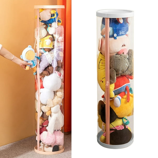 Cubo de almacenamiento de animales de peluche, organizador de muñecos de  peluche con diseño de cremallera transparente decorativo divertido para el  dormitorio del hogar
