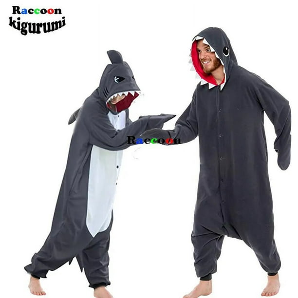 Pijama de tiburón para adultos, disfraz de tiburón de una pieza