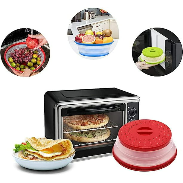 Tourvee Tapa de microondas, cubierta plegable para horno de microondas para  alimentos, segura y libre de plástico y silicona BPA, cubierta multiusos