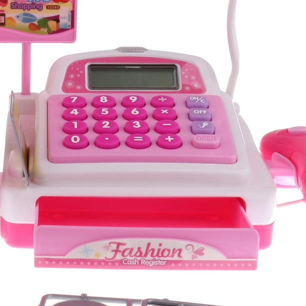 Calculadora de juego de simulación, juguete de caja registradora, 36  juguetes de supermercado con escáner, comida de juego, dinero de juego para