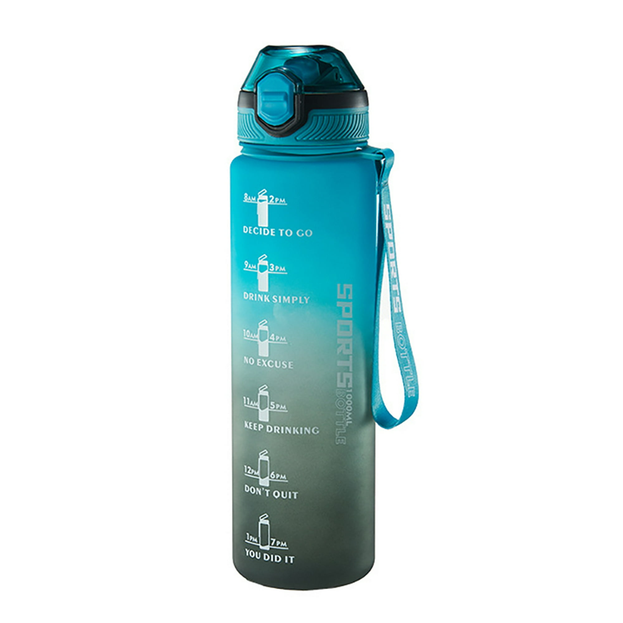 Termos para agua de plástico con marcador de tiempo Taza de bebida a prueba  de fugas deportiva (Azul) Wdftyju