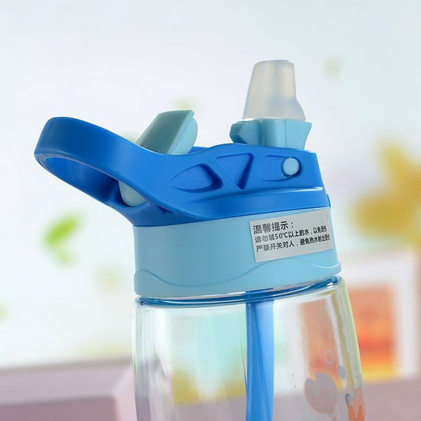 Botella de agua para niños de 480 ml Taza de paja de viaje de verano de  dibujos animados lindo para niños (azul) Likrtyny Libre de BPA