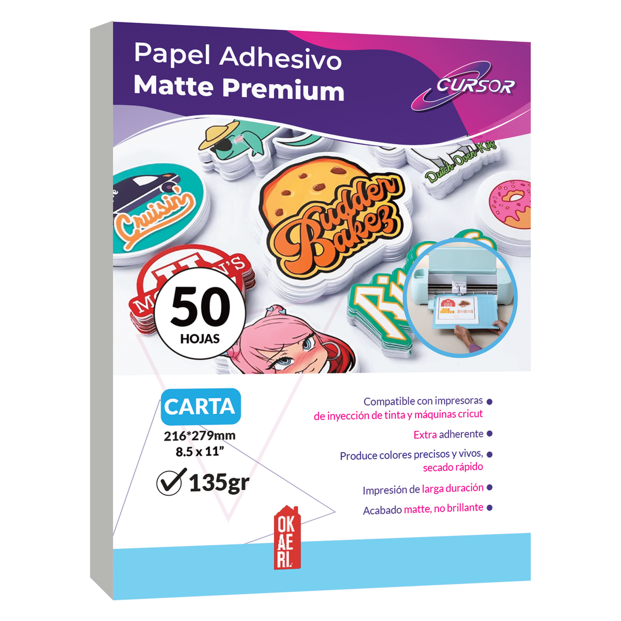 Papel fotográfico adhesivo cursor mate carta 50 h grueso foto blanco carta