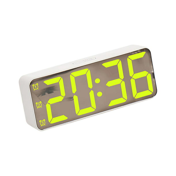 Reloj despertador digital Relojes LED Hora Fecha Temperatura Función de repetición  Mesa Reloj digital Espejo Reloj despertador para dormitorio Comedor Blanco  mayimx Despertador