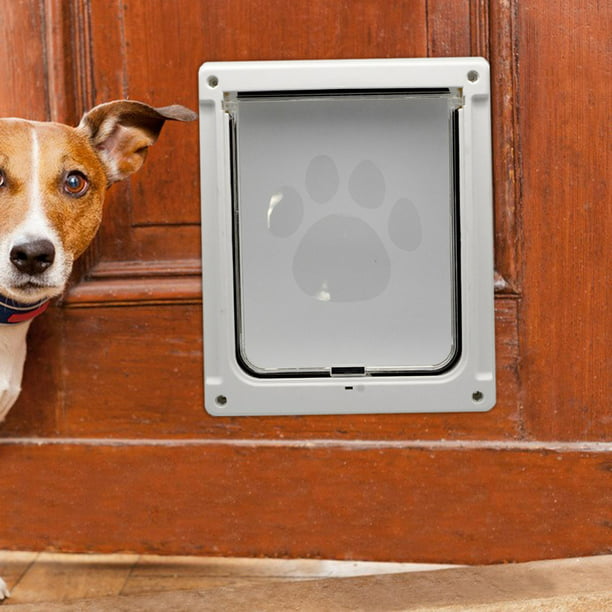 Puerta grande para perros de plástico para mascotas, puerta para perros con  magnético, panel de bloqueo para seguridad en el hogar, puerta automática