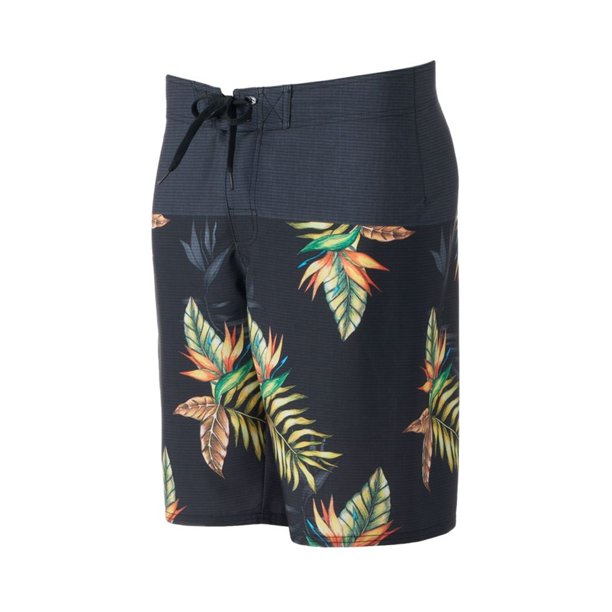 Hang Ten Shorts de ba o con parte inferior floral negra para