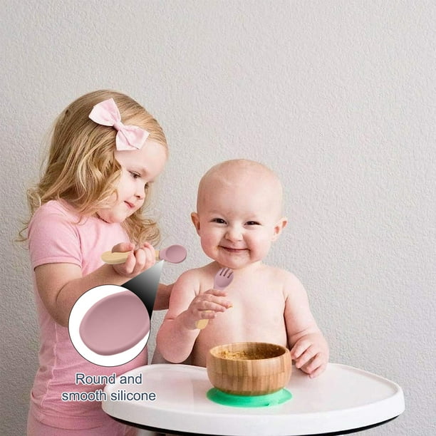 2 piezas silicona suave Cuchara para Bebé flexible Cuchara niño