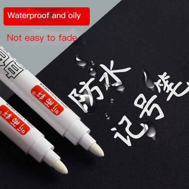 Haile 5Pcs Oily Waterproof White Marker Pen Permanent Paint Pen