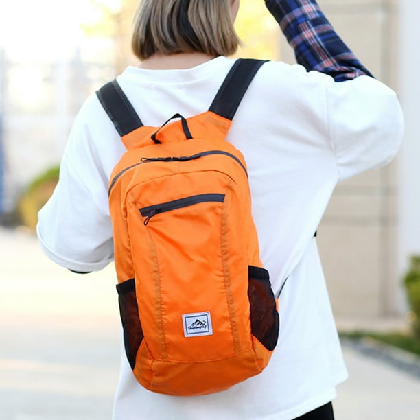 Mochila plegable portátil ligera impermeable mochila plegable ultraligera  al aire libre para mujeres hombres viajes senderismo, Naranja- 20L