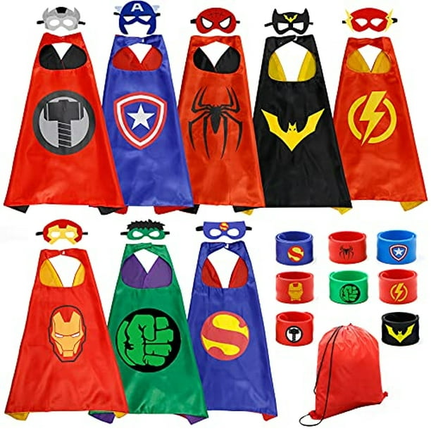 Juego de 6 capas de superhéroes con máscaras para niños disfraces de  dibujos animados con disfraces
