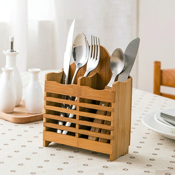 iDesign Bandeja para cubiertos para mostrador de cocina, armario o mesa de  comedor, escurrecubiertos pequeño de bambú TUNC Sencillez