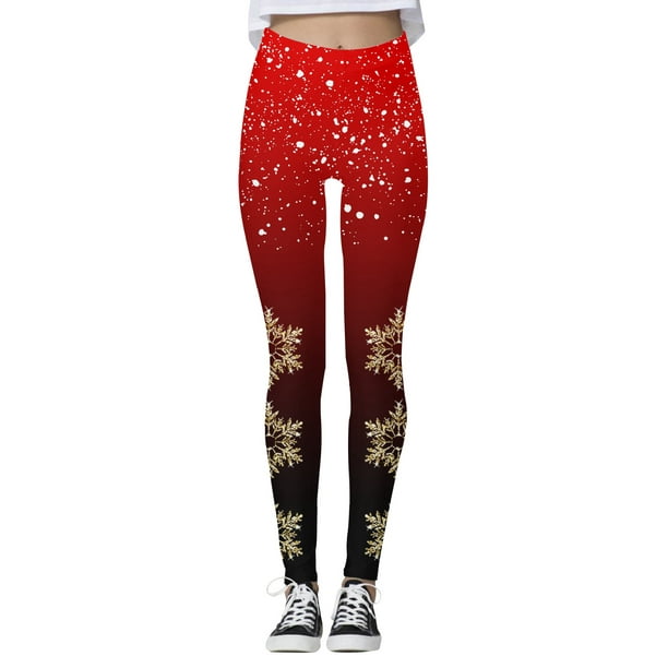 Gibobby pantalones de vestir mujer cintura alta Leggings deportivos  estampados navideños de moda informal para mujer Leggings de moda (Vino,  XL)