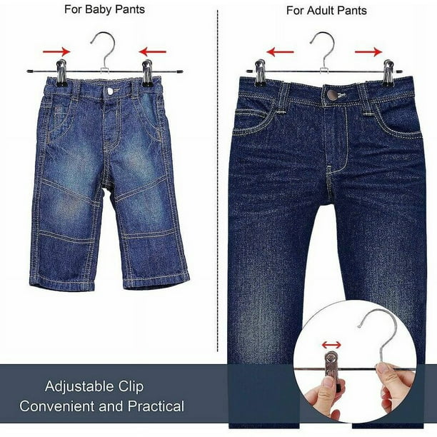 Perchas para pantalones que ahorran espacio, paquete de 2 – Perchas de  metal para faldas y pantalones con clips – Perchas de jeans para armario