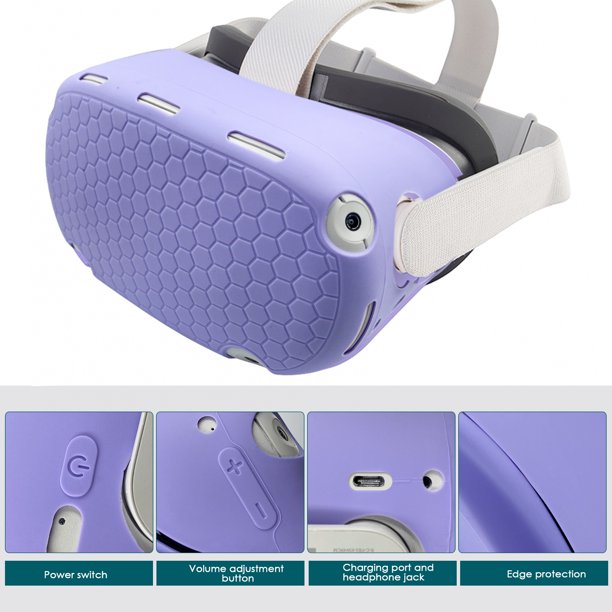 Funda de silicona para controlador Oculus Quest 2, funda protectora,  accesorios Meta VR, carcasa blanda multicolor (púrpura) JAMW Sencillez