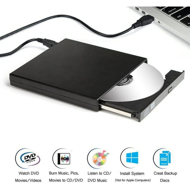 Lector De CD DVD Optica Externo USB 3.0 Con Cable Para Windows y Mac  Externa New