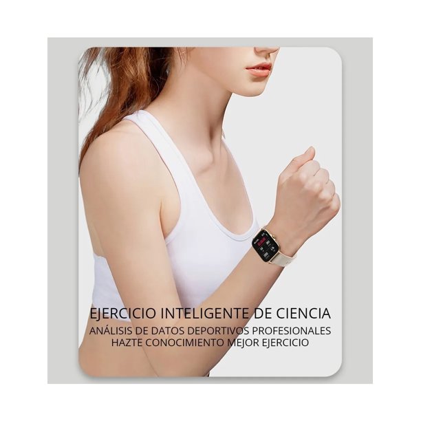 Reloj Inteligente Para Mujer Blanco Dorado Hk43