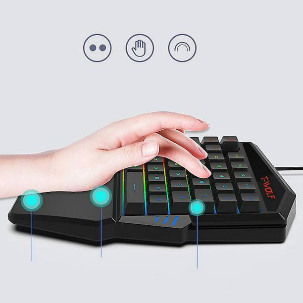 Teclado y ratón RGB con una sola mano, teclado para juegos, ratón