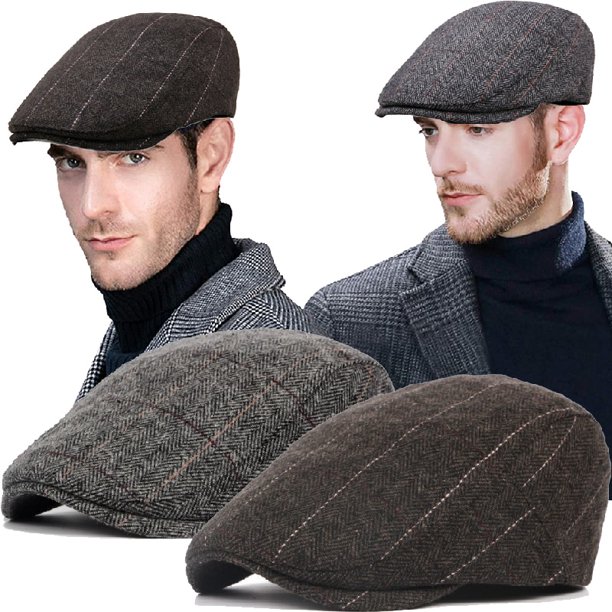 Boina plana de lana para hombre, gorro de Newsboy, estilo