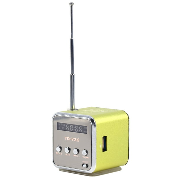 Mini altavoz reproductor de música Radio FM portátil PC soporte de moda  tarjeta TF y disco U plateado