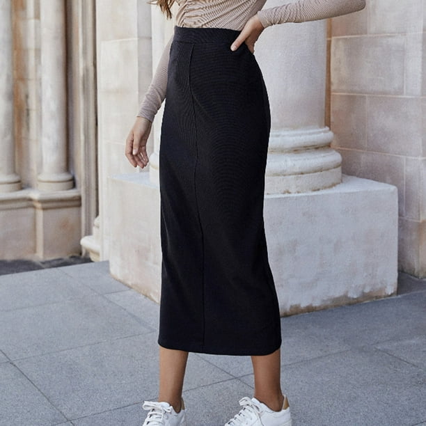 Falda ajustada de cintura alta falda midi de cintura elástica de color puro transpirable cómoda para Otros | Bodega Aurrera en línea