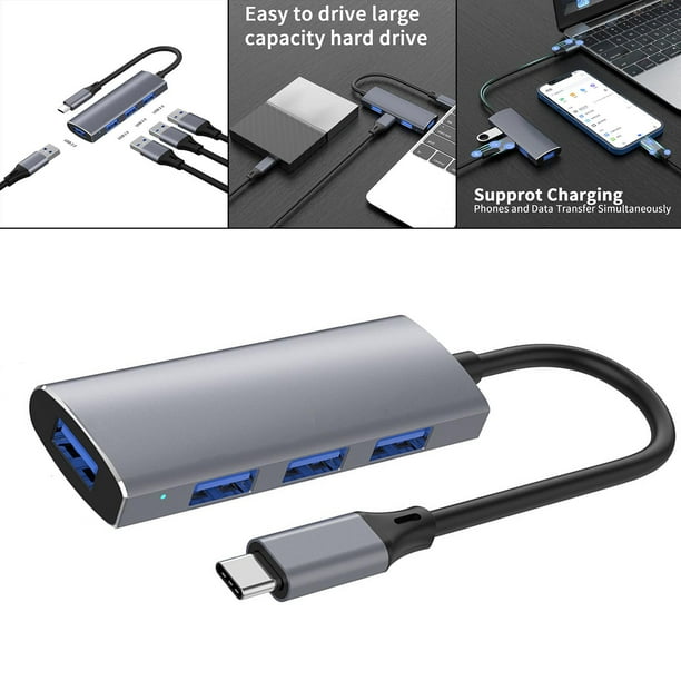 4 puertos USB 3.0 Hub 5Gbps de alta velocidad portátil multi puerto  portátil ligero USB HUB con interruptores individuales/adaptador de  corriente de 5