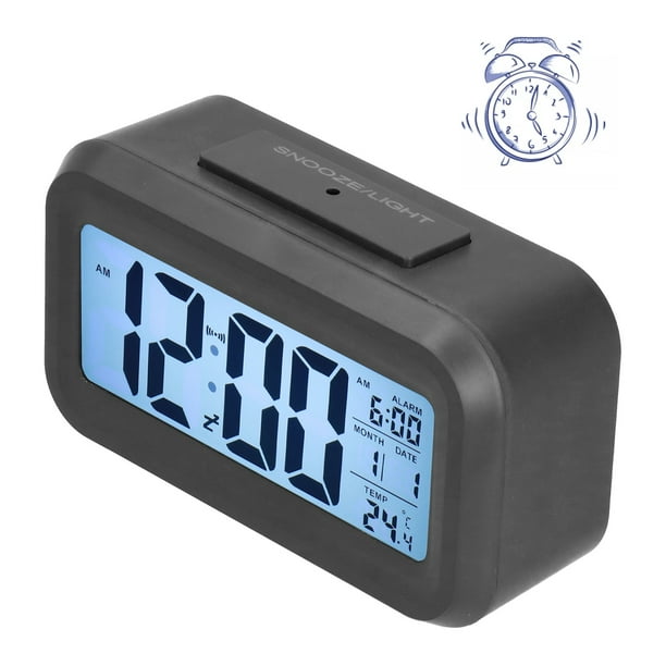 Plumeet Reloj despertador digital con luz nocturna inteligente con  temperatura interior, reloj a pilas con pantalla digital para dormitorios