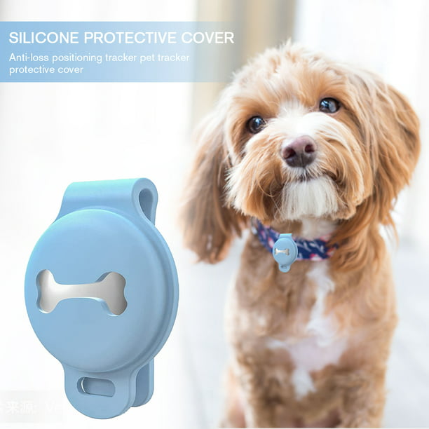AirTag - Collar de perro con funda para AirTag integrada, paquete de 2  unidades, soporte de silicona luminosa antipérdida para mascotas y 2  películas