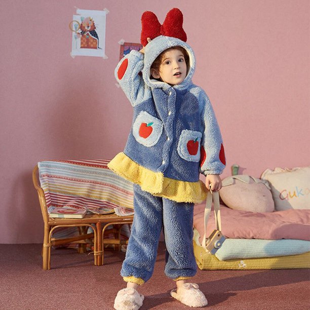Disney-Pijama de lana de Coral para niño y niña, disfraz de