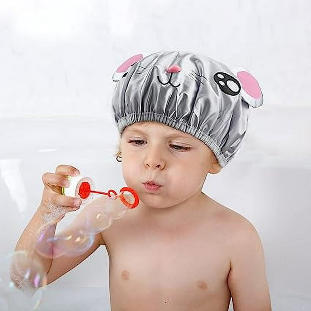 Gorro de ducha para niñas pequeñas, paquete de 2 gorros de ducha rosados  para niños