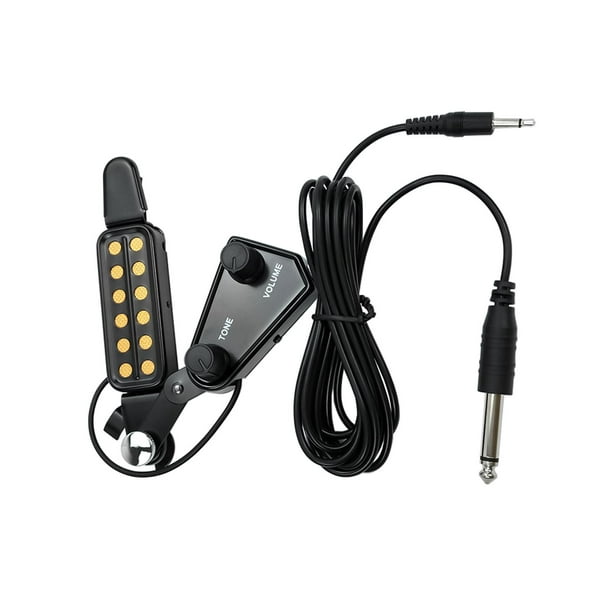 Micrófono con transductor acústico/eléctrico de 12 orificios Amplificador  de cable Altavoz para guitarra acústica