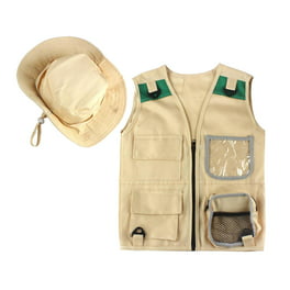 Conjunto de explorador al aire libre, chaleco y sombrero de carga ños s de  4 a 6 año tela bolsil de Baoblaze traje de explorador al aire libre