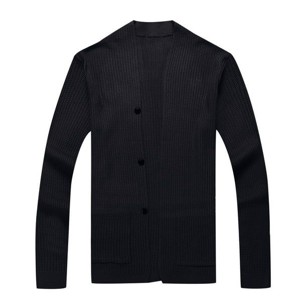 Gibobby Sueter hombre manga larga Cárdigan con botones de otoño para  hombre, estilo casual, de manga larga(Negro,XG)