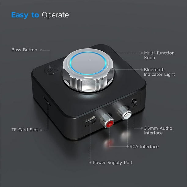 Transmisor Y Receptor Bluetooth 5.0 Adaptador de Audio Auxiliar óptico, de  10 Metros, Tiempo de Reproducción Prolongado Soledad Receptor de audio
