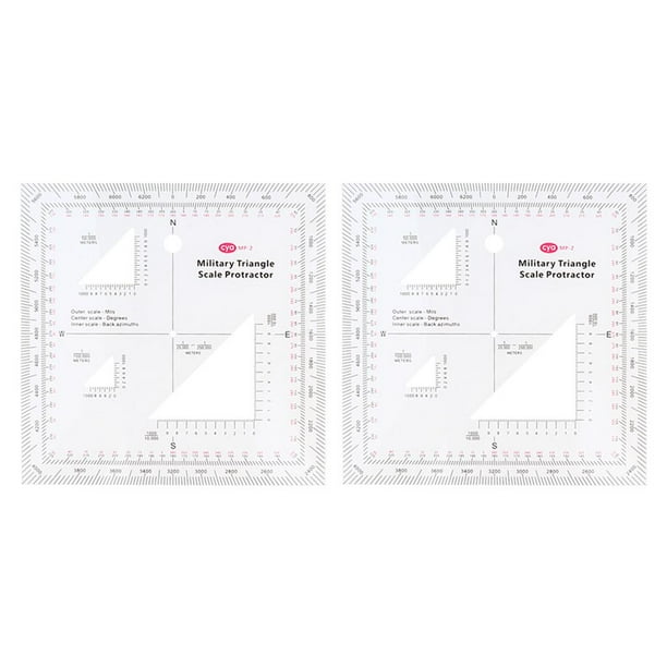 2x Regla De Lectura De Mapa De Transportador De Escala Coordinada