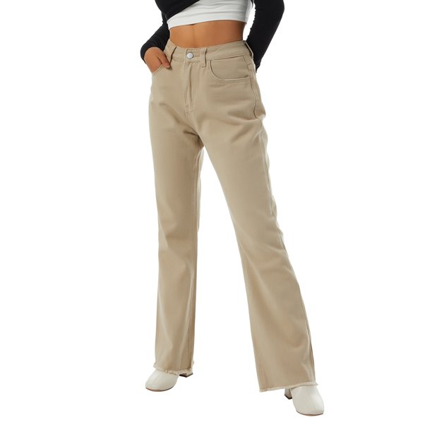 Pantalones acampanados para mujer Pantalones con corte de bota de cintura  alta para mujer Pantalones de mezclilla elásticos de pierna recta Baoblaze