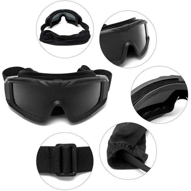 Gafas tácticas Airsoft con 3 lentes intercambiables para protección ocular  de disparo, gafas de seguridad OTG para usuarios de anteojos