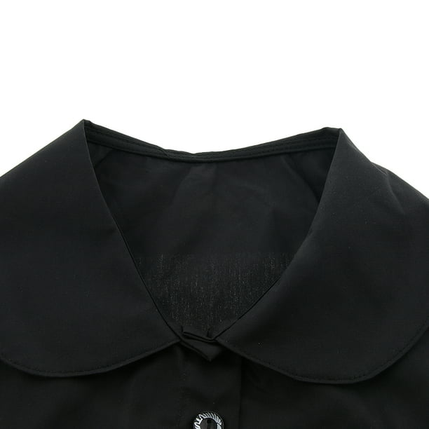 Blusa de cuello falso desmontable con cuello falso para mujer, media camisa  de organza bordada, cuello falso de Peter Pan, Blanco y negro, talla única