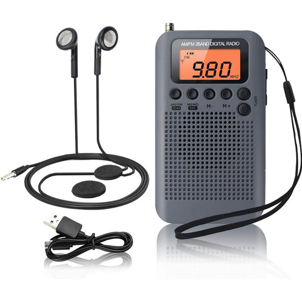 Radio portátil Mini Radio de Bolsillo con Altavoz FM/AM Receptor DSP  estéreo Digital con Despertador y Temporizador, Radio Personal con  Auriculares, Negro Sincero Electrónica