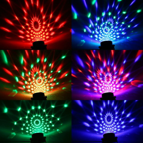 discoteca luces decoraciones para adultos DJ iluminación estroboscópica  proyector LED giratorio sonido intermitente RGB Rave Yuyangstore Luz de  discoteca