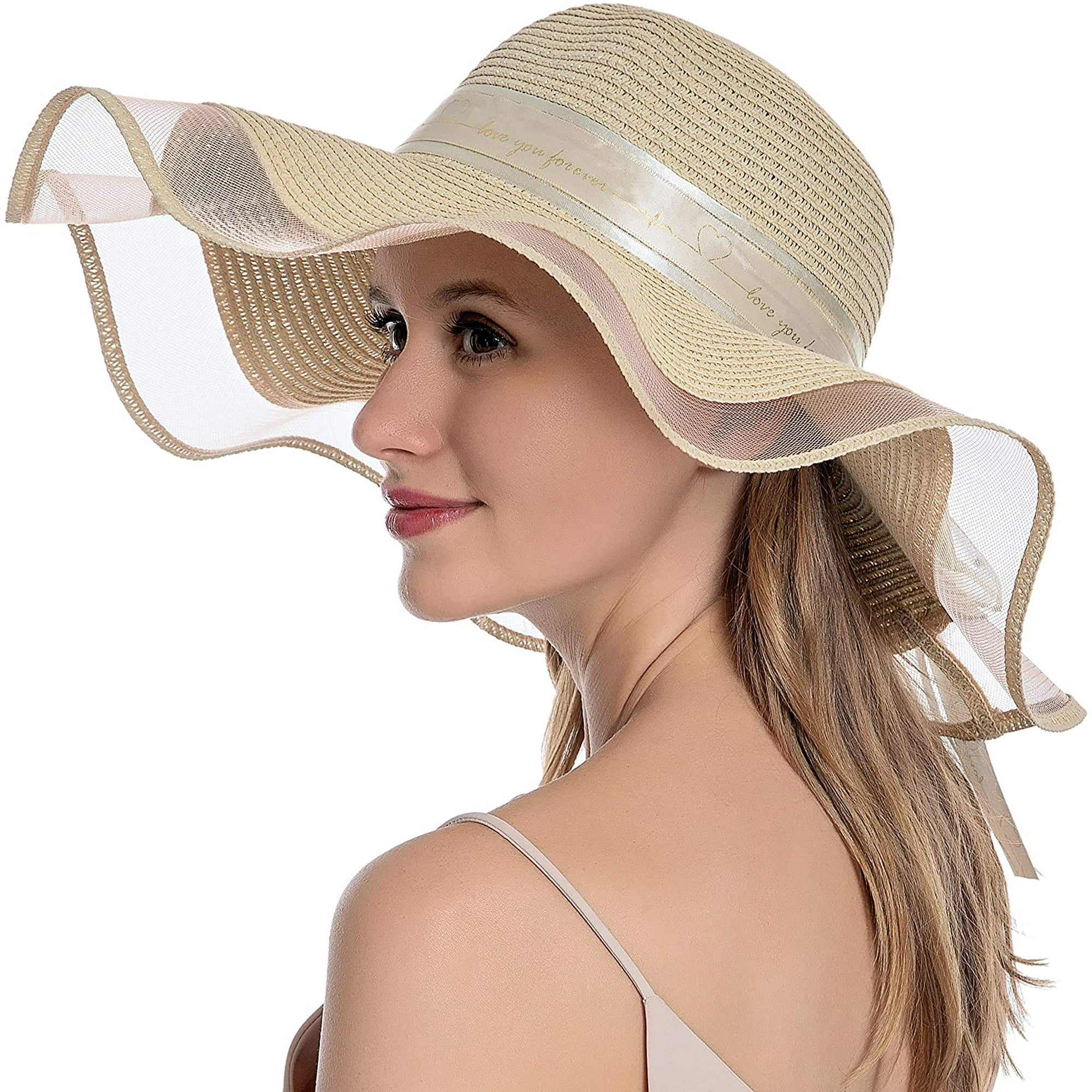 Sombrero De Paja Para Mujer Uv Upf50 Sombreros De Playa De Verano Plegables De Ala Ancha Para 6881