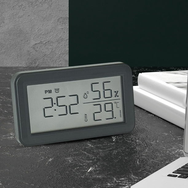  TOMYEUS Reloj de mesa digital LCD despertador, reloj de mesa  grande electrónico con fecha y hora, temperatura de semana y noche,  decoración de escritorio (color negro) : Hogar y Cocina