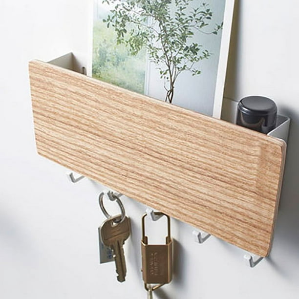 Caja de almacenamiento de llaves para colgar en la pared de madera
