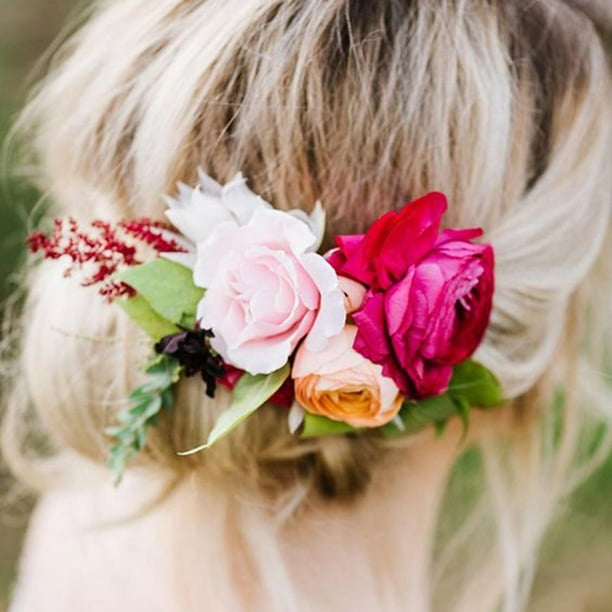 Diadema de corona de flores, guirnalda de rosas, bandas para el cabello,  diseño floral, boda, novia, para mujer, cinta de hojas, decoración de  fiesta