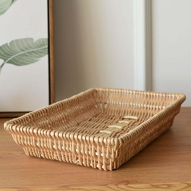 Cesta de mimbre hecha a mano, organizador de mesa, cesta de pan de mimbre,  2 uds. 35cm 25cm perfecl Cesta de almacenamiento