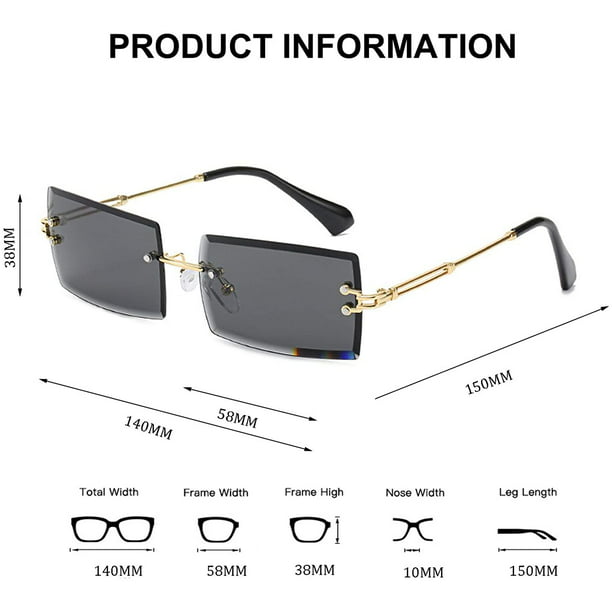 Gafas de sol sin montura para mujer/hombre, gafas con montura de Metal ultraligeras, gafas cuadradas UV400 a la moda, Unisex Ormromra LRWJ277-3 | Walmart en línea