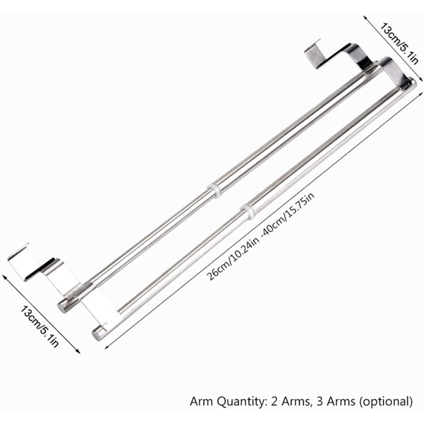 Soporte para barras de toallas, estante para toallas de doble capa,  toallero telescópico de acero inoxidable, colgador, organizador, armarios  de puerta, baño, cocina, garaje