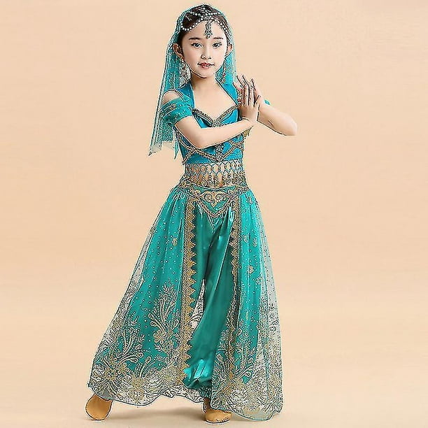 Disfraz de danza del vientre para mujer, traje de baile árabe indio, traje  de baile de carnaval, 4 piezas